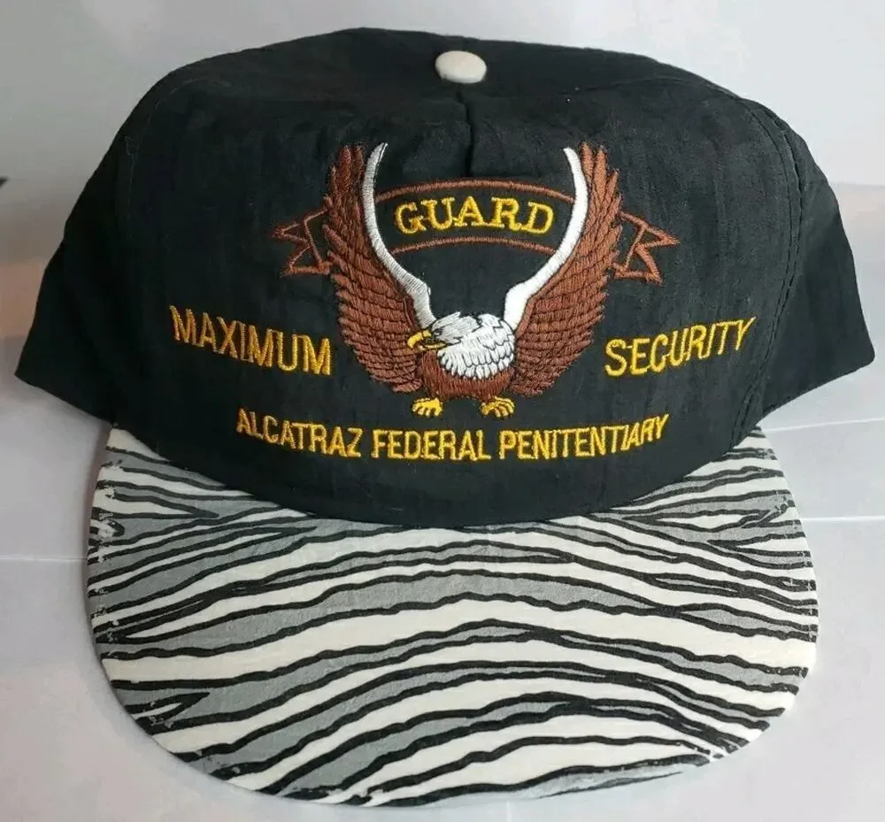 Guard Maximum Security Alcatraz Federal Penitentiary Snap Back Cap Zebra Print